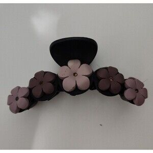 Flower daisy hair clip claw mauve Lilac purple black Embellished crystal